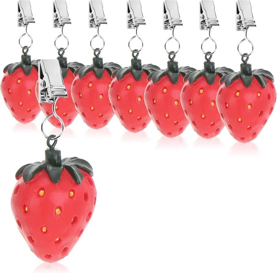 Tafelkleedgewichten met Aardbeien Design Weerbestendige Tafelkleedclips voor Buiten Set van 8
