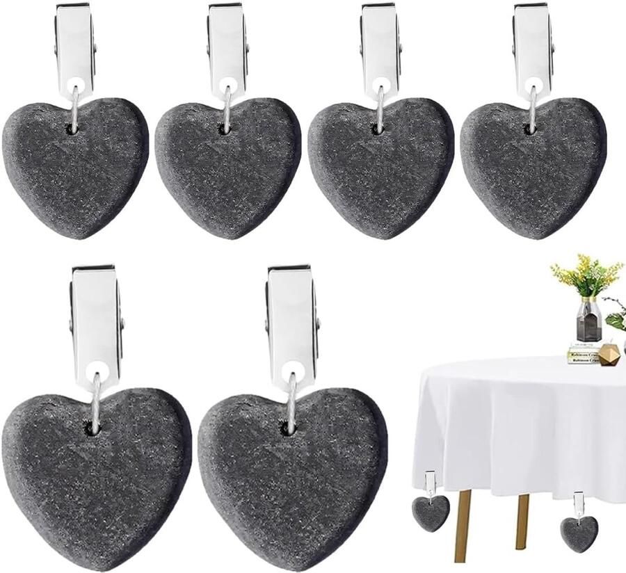 Tafelkleedgewichten met clips Roestvrij staal 5 stuks Natuur marmerlook