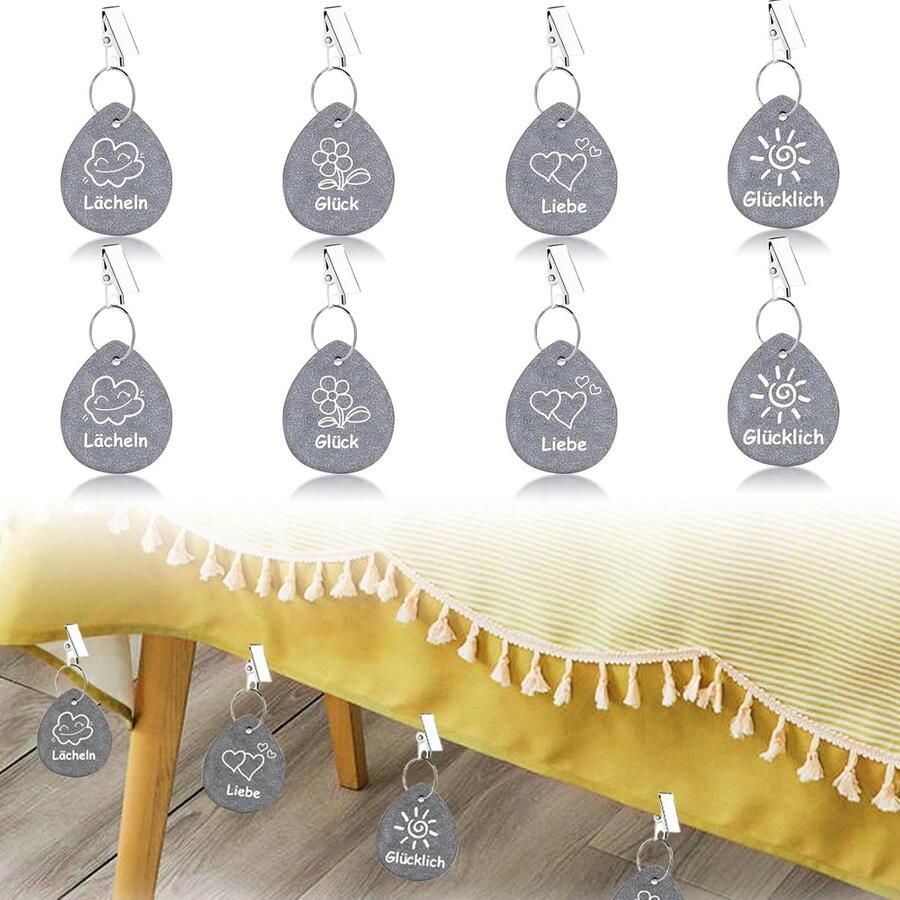 Tafelkleedgewichten met Clips Zwaar Natuursteen 8 Stuks