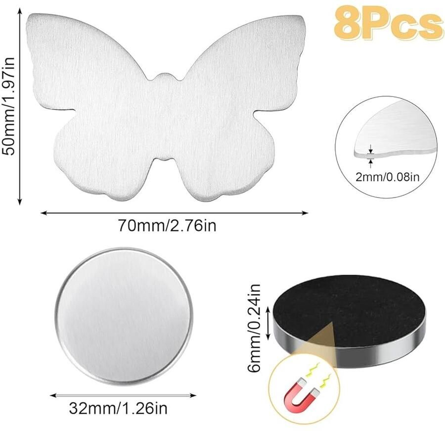 Tafelkleedgewichten met magneet 8 stuks vlinders extra zwaar