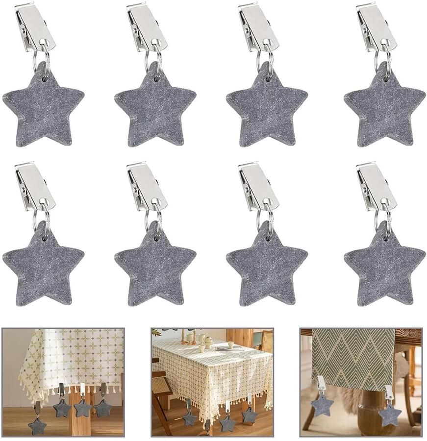 Tafelkleedgewichten set Stervormige klemmen Natuurlijk marmer 4 stuks