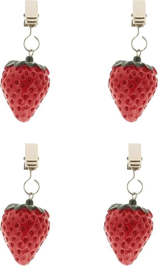 Tafelkleedgewichten Set van 4 met klemkracht Ideaal voor de gedekte tafel (aardbeien)