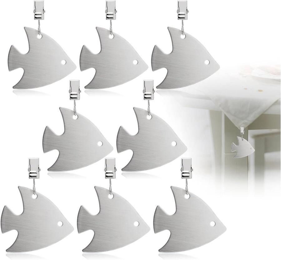 Tafelkleedgewichten -Tafelkleedhangers verzwaard Tafelkleed Gewichten Zwaar Buiten Tafelkleed gewichtjes grijs Tafelkleen Op Zijn Plaats Houden Tafelkleed Klemmen Tafelkleen op zijn plaats houden 8 Stuks