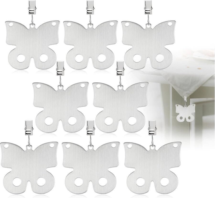 Tafelkleedgewichten -Tafelkleedhangers verzwaard Tafelkleed Gewichten Zwaar Buiten Tafelkleed gewichtjes 8 Stuks Vlindervorm grijs Tafelkleen Op Zijn Plaats Houden Tafelkleed Klemmen Tafelkleed Clips