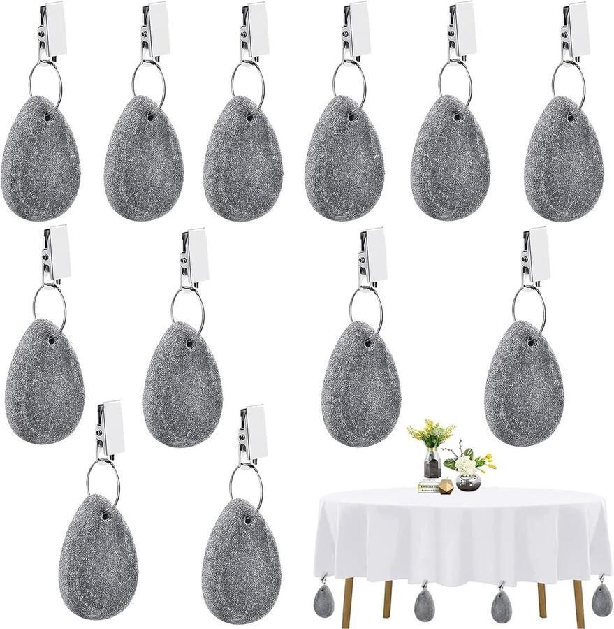 Tafelkleedgewichten van natuursteen 12 stuks geschikt voor buiten extra zwaar