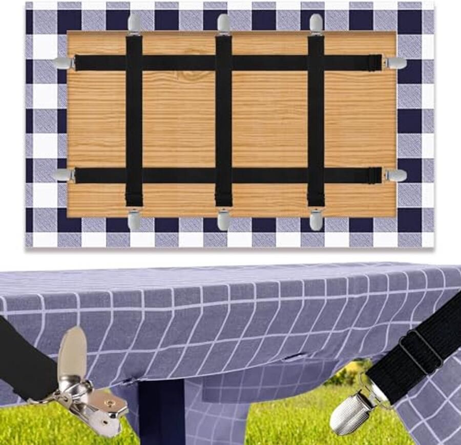 Tafelkleedhouder voor Dikke Tafelbladen 5 Stuks Verstelbare Tafelkleedklemmen voor Buiten en Restaurant