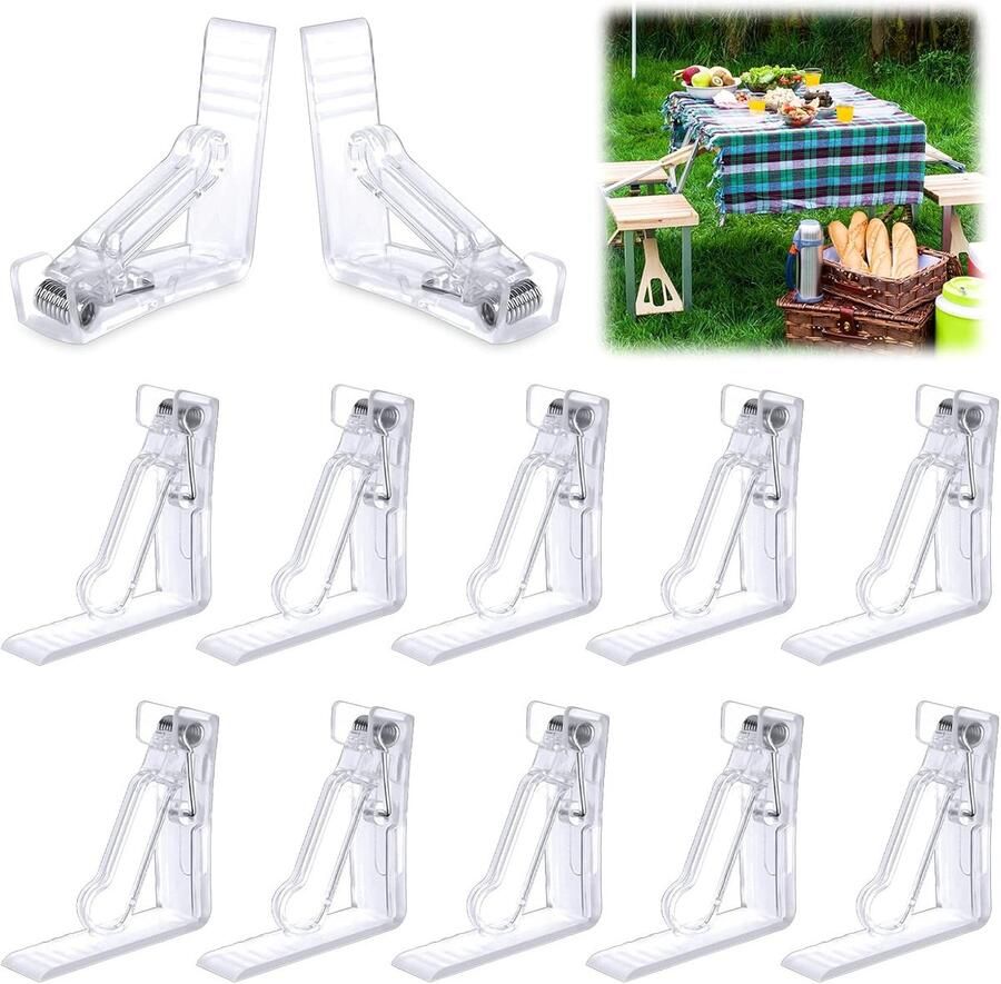 SNQ Tafelkleedklemmen 20 Stuks Transparant Kunststof Tafelklemmen Voor Binnen En Buiten Bruiloften Familiediners Feesten Restaurants
