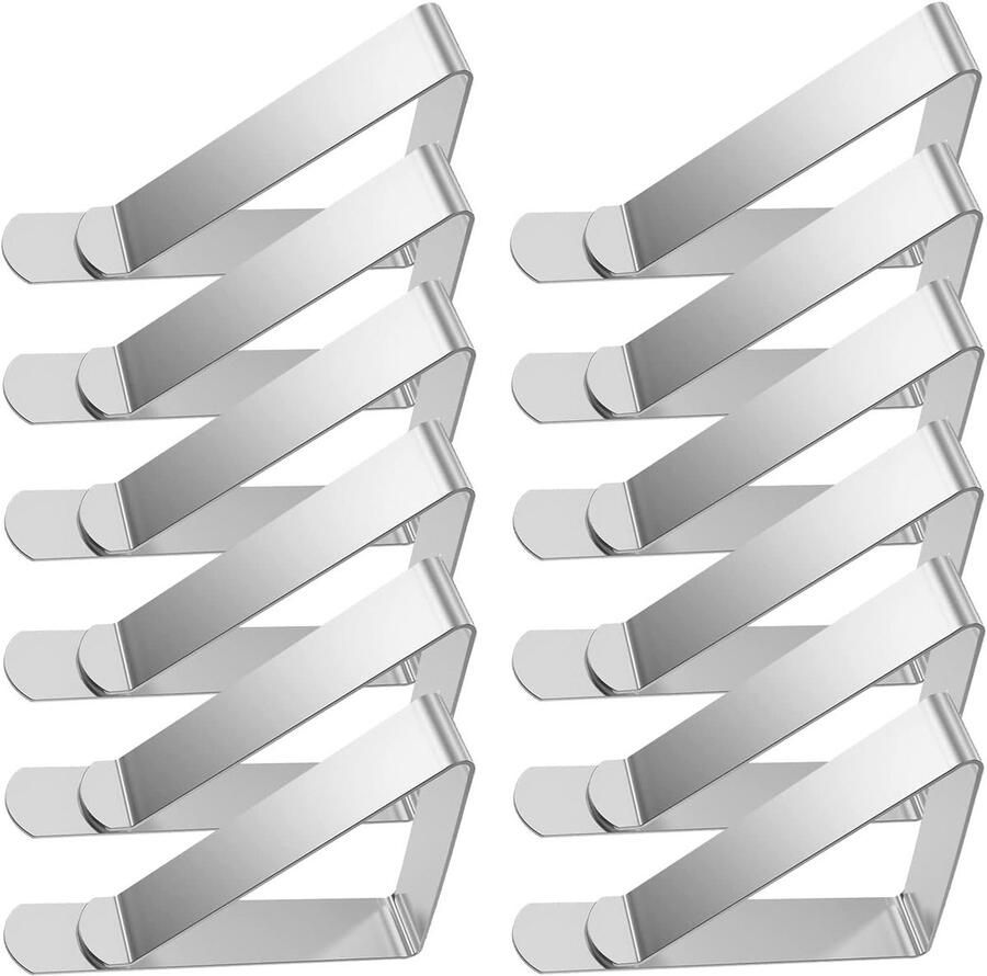 Tafelkleedklem 7 5*4 5cm tafelklem RVS tafelkleedhouder tafelkleedklem geschikt voor buiten feest bruiloft (12 stuks zilver)