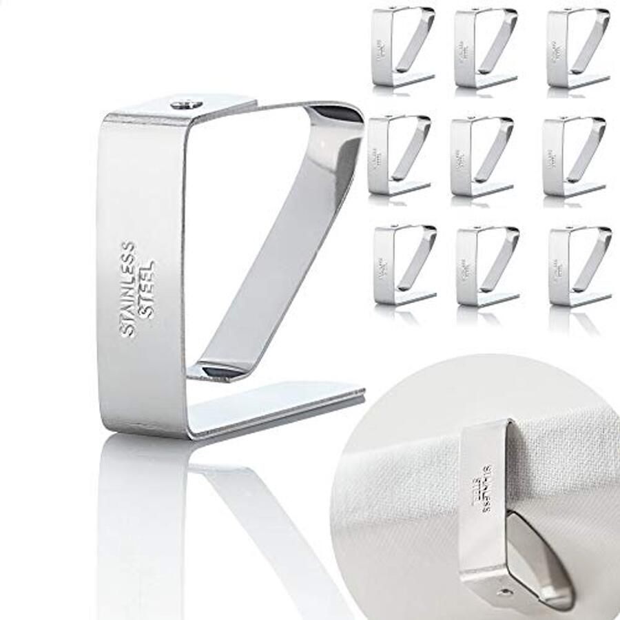 Tafelkleedklem van roestvrij staal 10 stuks Zilver Bevestigingsonderdeel voor tafels