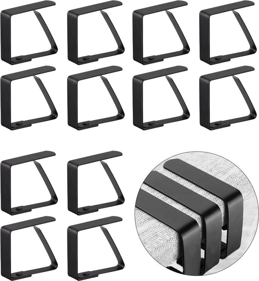 Tafelkleedklemmen 12 Stuks Afelkleedklemmen Tafellakenklemmen Klemmetjes Verstelbare Tafelkleedhouders Tafelaccessoires Tuinartikelen Tafelkleed Vastzetten Voor Dikke Tafels Voor Dikke Tafels Tuintafel Rvs 5 x 4 Cm