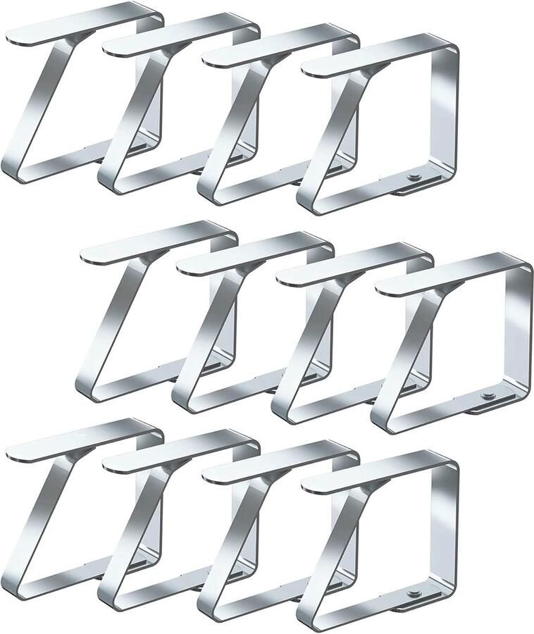 Tafelkleedklemmen 12 stuks roestvrij staal 7 x 8 cm ideaal voor evenementen