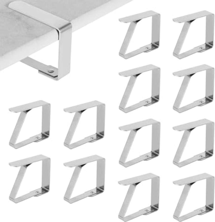Tafelkleedklemmen 12 Stuks Roestvrij Staal Clips voor Binnen en Buiten