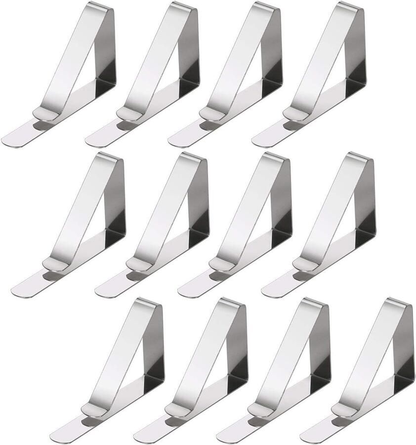 Tafelkleedklemmen 12 stuks Stevige Tafelklemmen voor Tafellaken RVS voor tafelzeil tafelloper tafelkleed buiten tafelkleed rond tafelkleed gewichtjes tafellaken