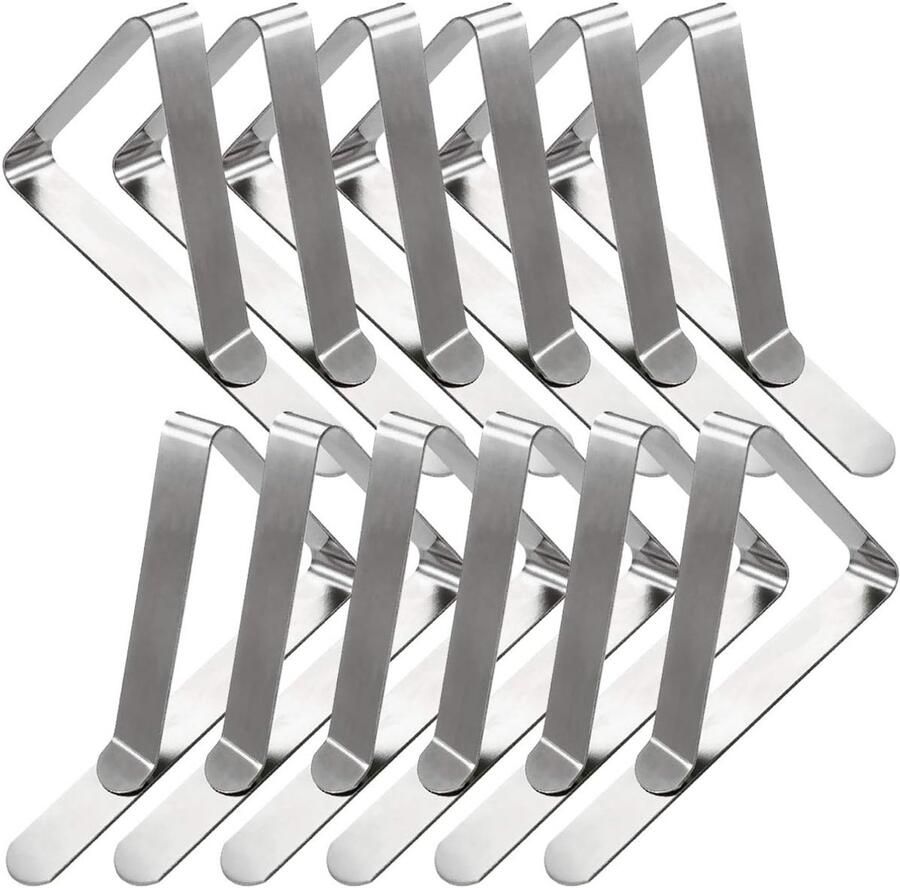 Tafelkleedklemmen 12 stuks Stevige Tafelklemmen voor Tafellaken Tafelkleed Gewichtjes RVS Tafelkleed klemmen
