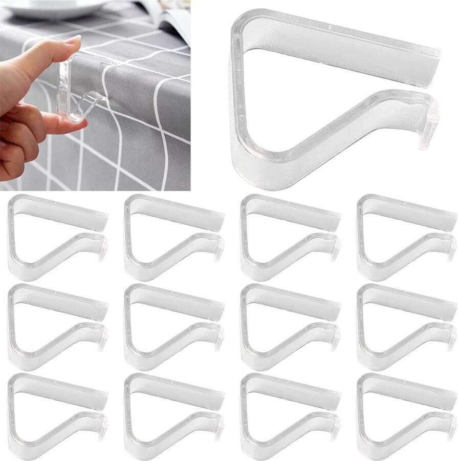 Tafelkleedklemmen 12 stuks transparant kunststof