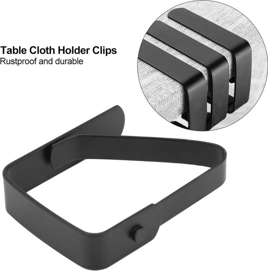 Tafelkleedklemmen 4 stks 5 x 4 cm Zwart Roestvrij Staal Tafelkleed Clips Antislip Tafelkleed Houder Klemmen