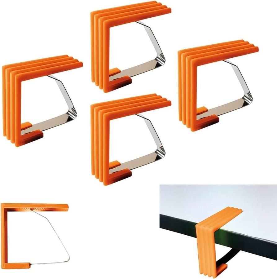 Tafelkleedklemmen 4 stuks oranje staal weerbestendig