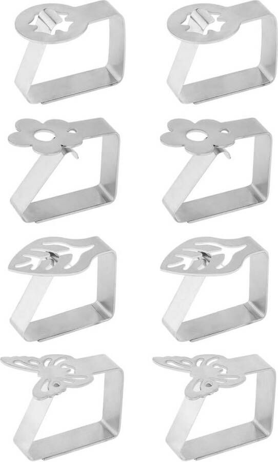 Tafelkleedklemmen 8 stuks decoratieve roestvrijstalen tafelkleedklemmen tafelkleedhouders clips voor thuis picknick BBQ bruiloft doe-het-zelf party free size blad