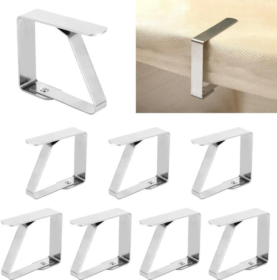 Tafelkleedklemmen 8 stuks roestvrij staal roestvrije tafelklemmen antislipklemmen geschikt voor thuis restaurant picknick feest eettafel