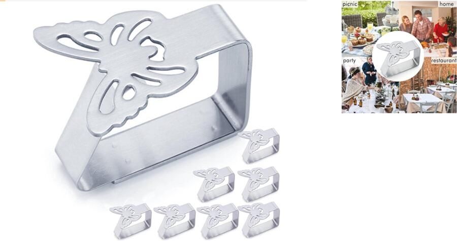 Tafelkleedklemmen 8 stuks Stevige Tafelklemmen voor Tafellaken Tafelkleed Gewichtjes RVS Tuinartikelen Tafelkleed vastzetten Tafellaken houder
