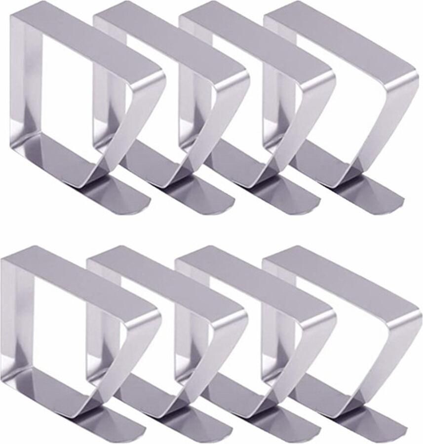 Tafelkleedklemmen 8 stuks Tafelklemmen Roestvrij Staal Tafelklem Tafelkleed Klemmen Zilverkleurig (4.3cm x 5 cm)