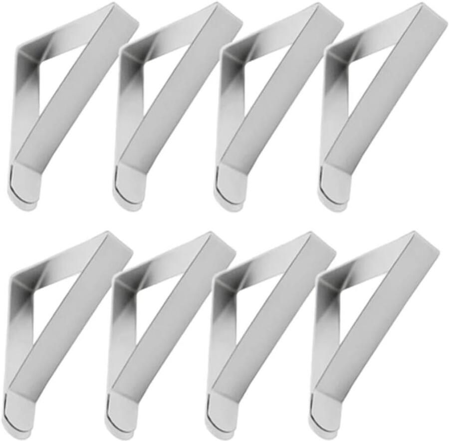 Tafelkleedklemmen Dikke Tafel Tafelkleed Gewichtjes RVS Bevestiging voor Binnen en Buiten 8 Stuks Voor Tuinfeesten Zilver