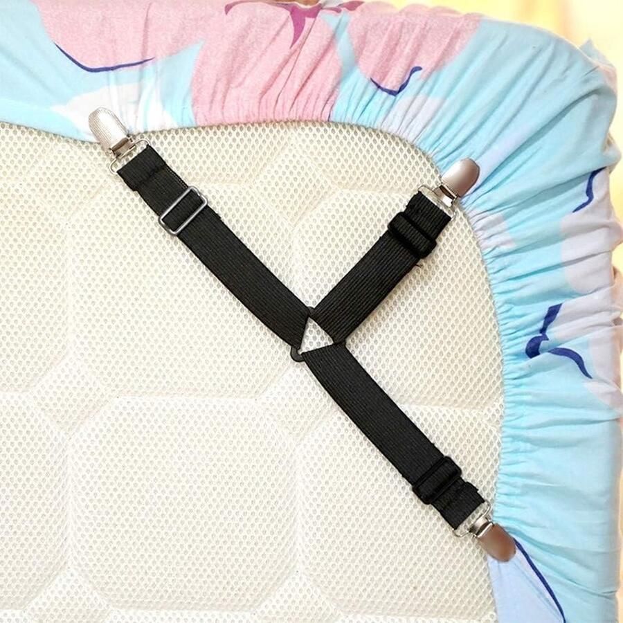 Bed Sheet Clips 4 Pack Driehoek Bed Sheet Bandjes Bevestigingsmiddelen Set 3 Manieren Matras Hoek Bretels Grijpers Houders