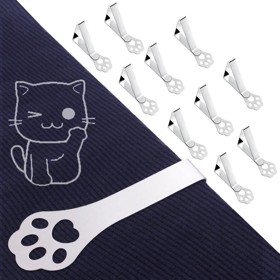 Tafelkleedklem roestvrij staal Tafelkleed klemmen Tafelkleedklem in de vorm van een kattenpoot Kleedklemmen Tafelkleedklem kleedhouder voor stevige grip Tuinartikelen Tafelkleed vastzetten 10 stuks zilver