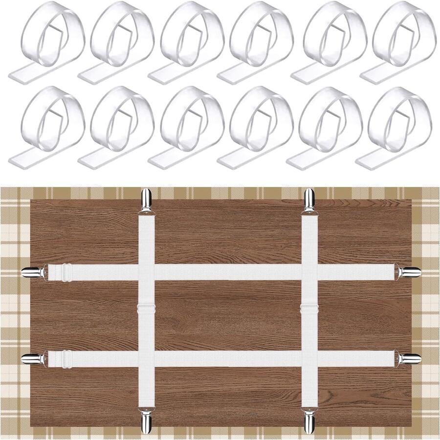 Tafelkleedklemmen Kunststof tafelclips 12 stuks Wit