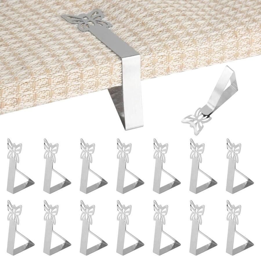 Tafelkleedklemmen met Vlindermotieven Roestvrij Staal 16 Stuks