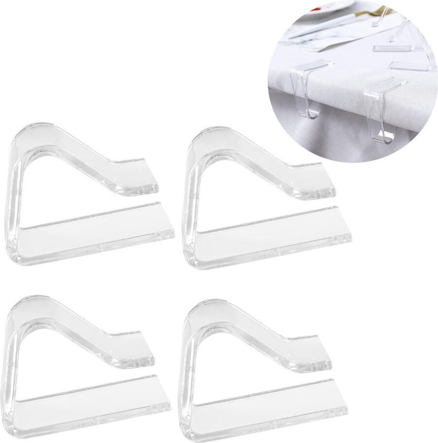 Tafelkleedklemmen Plastic tafelkleedklem Stevige Tafelklemmen voor Tafellaken Klemmen voor tafelkleed Vastmaken van tafelkleed Gewichtjes Tafelkleedklemmen Stevige klemmen Antiwind Transparant klein 4 stuks