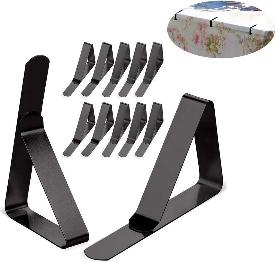 Tafelkleedklemmen roestbestendige antislip tafelkleedklemmen 12 stuks stevige tafelkleedklemmen tafelkleedcontragewichten roestvrij staal zwart ideaal voor restaurants en picknicks geschikt voor tafels tot 4 5 cm dik