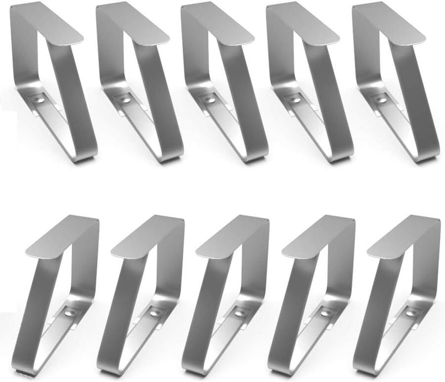 Tafelkleedklemmen roestvrij staal 10 stuks zilver