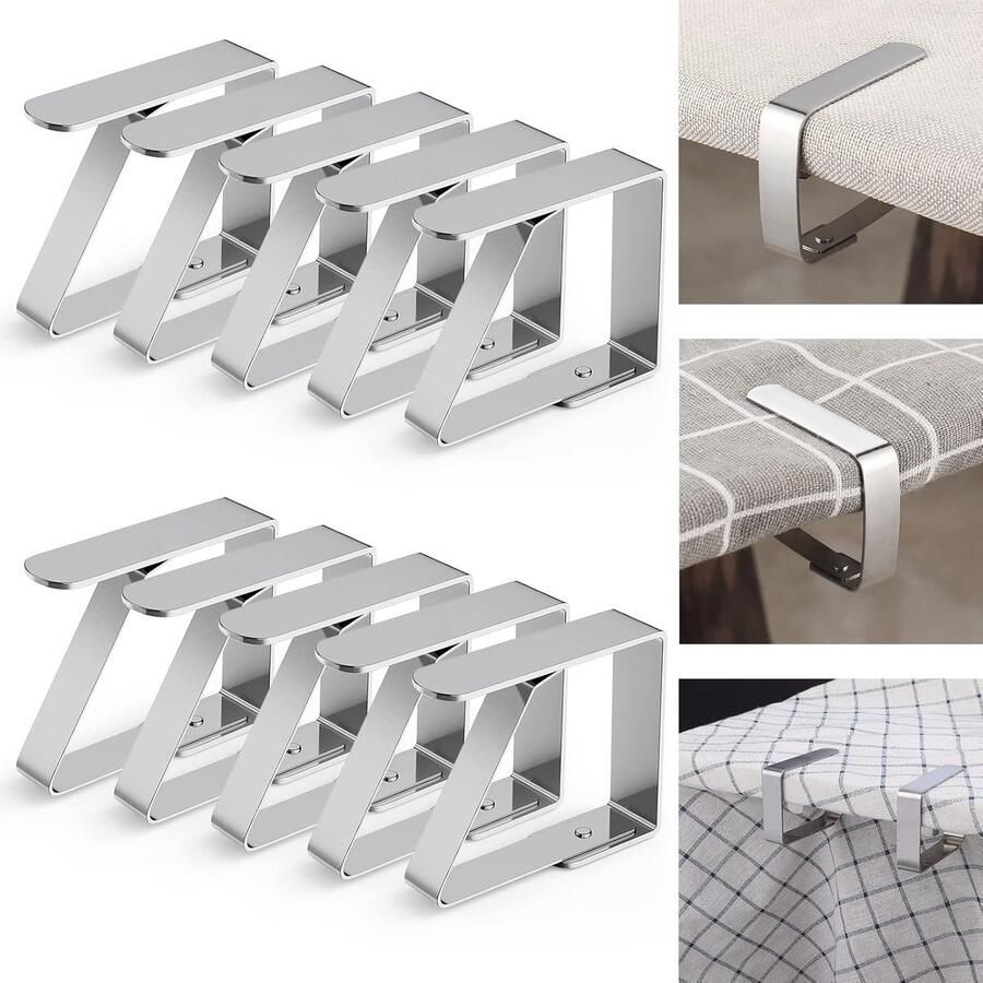 Tafelkleedklemmen Roestvrij staal 10 stuks Zilver