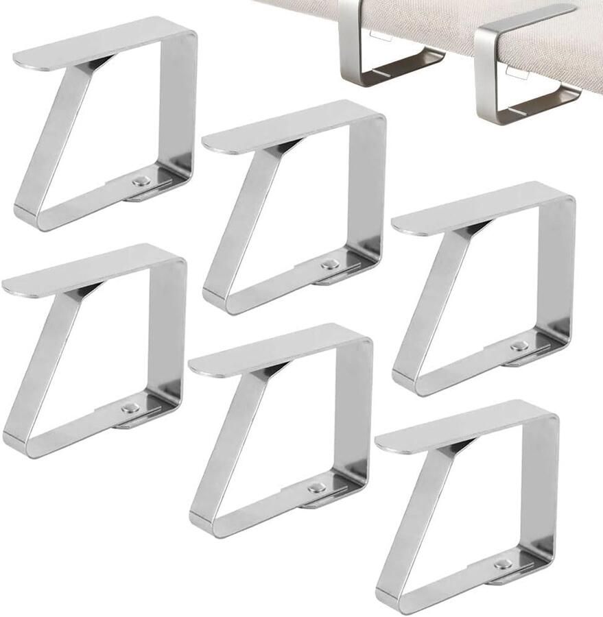 Tafelkleedklemmen roestvrij staal 6 stuks 5 x 4 cm