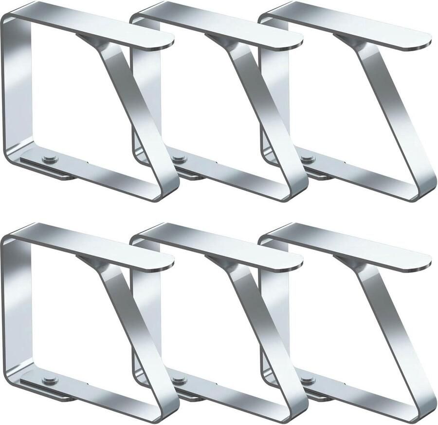 Tafelkleedklemmen roestvrij staal 6 stuks zilverkleurig 5 cm