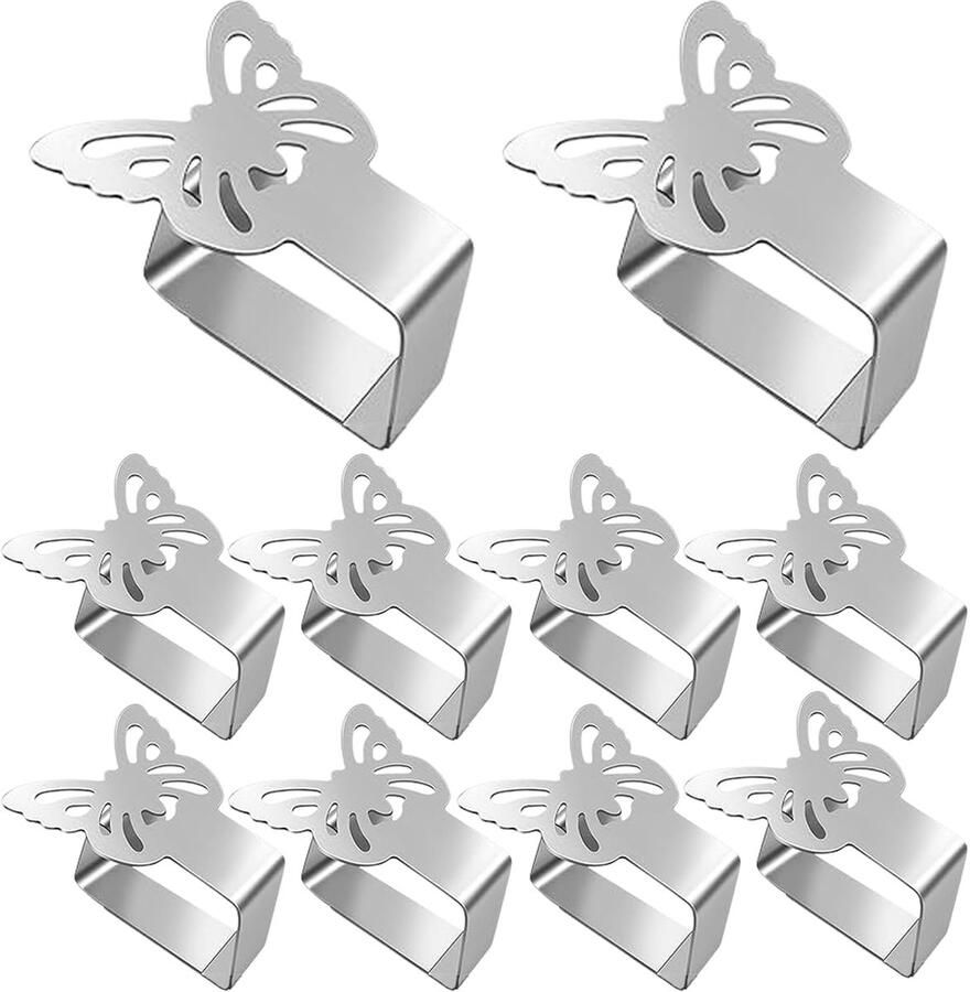Ibenzoa Tafelkleedklemmen van Roestvrij Staal Set van 10 voor Binnen en Buiten Gebruik