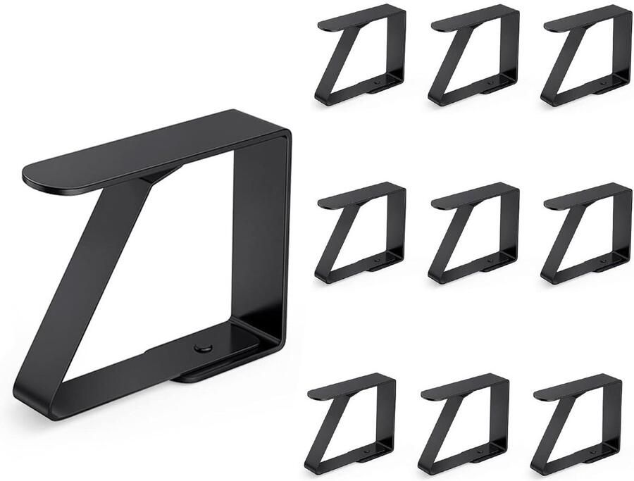 Tafelkleedklemmen Roestvrij staal Set van 10 Zwart