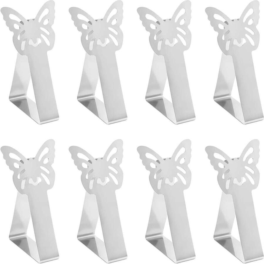 Tafelkleedklemmen Roestvrij Staal Set van 8 Voor Buiten en Binnen Gebruik Geschikt voor Picknick en Bruiloft Tafelkleed Clips met Vlinderdesign