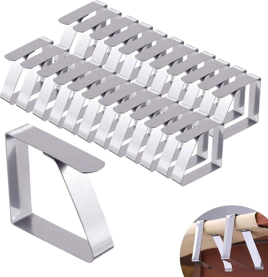 Tafelkleedklemmen Roestvrijstalen Tafelkleedhouder Klemmen Bevestiging Tafelkleed Restaurant Feesten Picknick Buffetten Zilver 48 * 43 cm