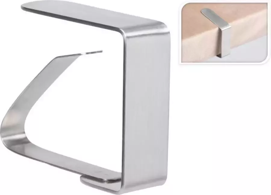 Tafelkleed klemmen 4x stuks RVS metaal 5 x 4 cm zilver - Foto 2