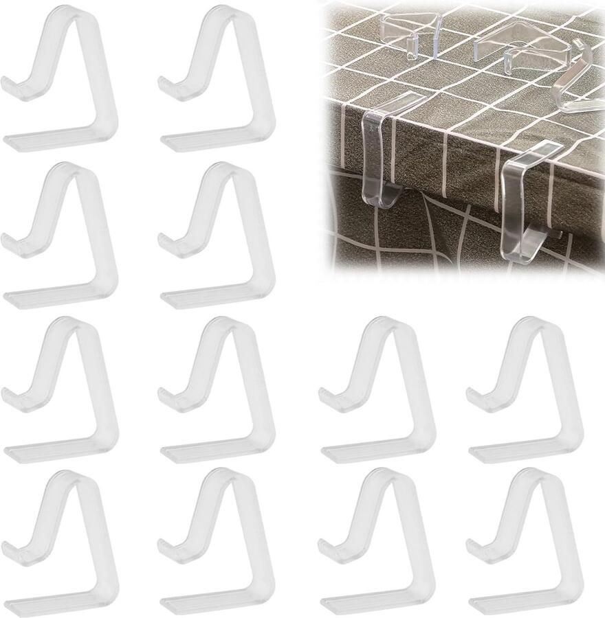 Tafelkleedklemmen Set van 12 stuks Kunststof Transparante tafelkleden Voor picknicks bruiloften en evenementen (B)