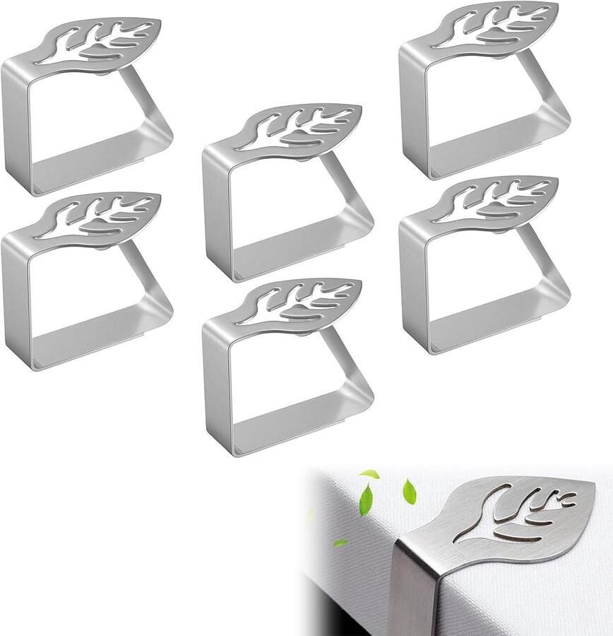 Tafelkleedklemmen stevig en roestvrij staal set van 6