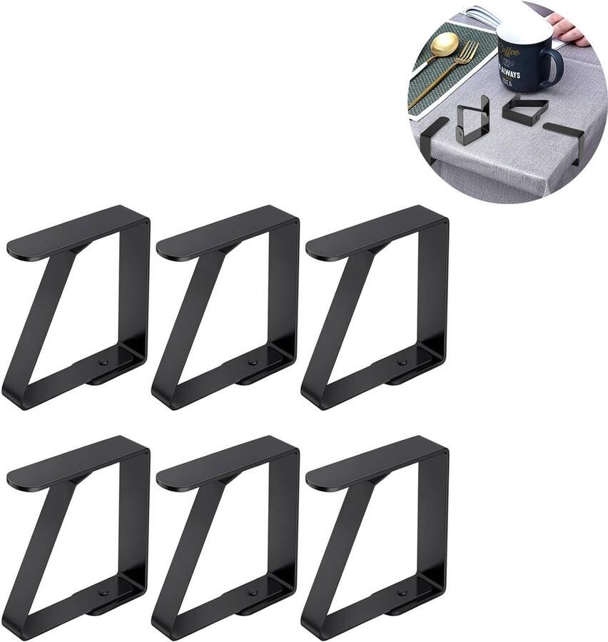 Tafelkleedklemmen Stevige Tafelklemmen voor Tafellaken Tafelkleed Gewichtjes RVS- Tafelkleedklemmen voor de eettafel Geschikt voor picknicks feesten en bruiloften Tafelkleedklemmen Stevige klemmen Antiwind -zwart 6 stuks 8x7 cm