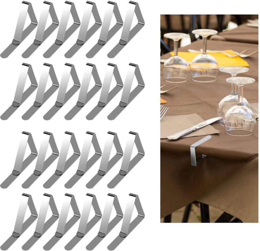 Verstelbare Sterke Tafelkleed Klemmen voor Thuis Tafelkleen op zijn plaats houden Tafelkleedklemmen Tafelclips voor het bevestigen van tafelkleden tafel accessoires voor Familie Diner Tafel en Buitenshuis Picknick Decoratie 24 stuks