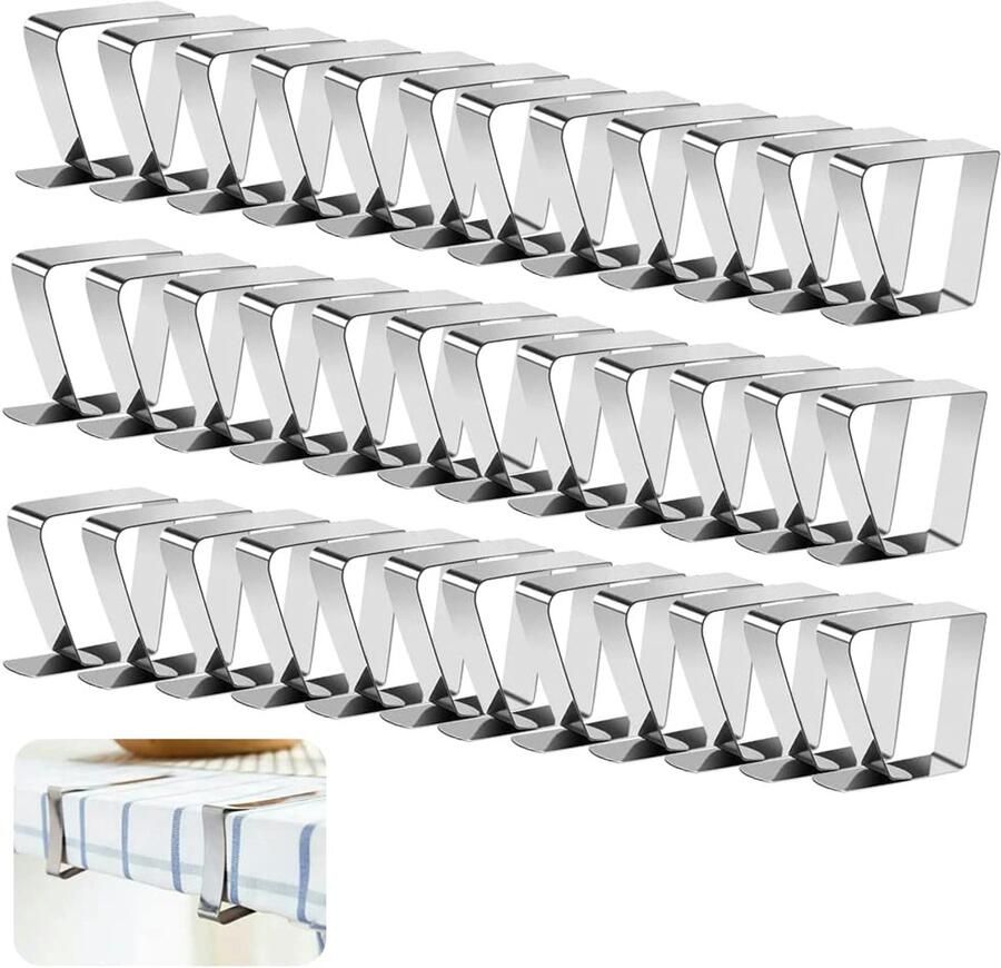 Tafelkleedklemmen van Hoogwaardig Roestvrij Staal voor Binnen- en Buitengebruik Set van 30 Stuks