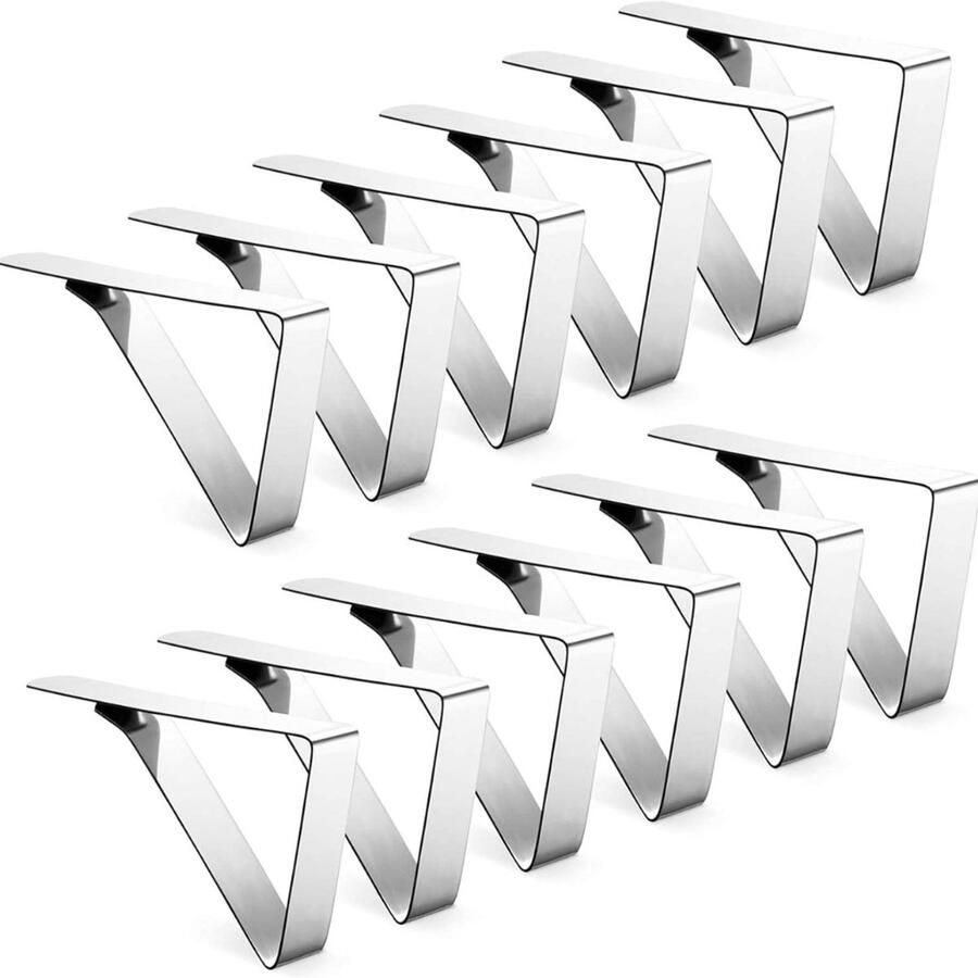 Tafelkleedklemmen van roestvrij staal Set van 12 Tafelclips voor het bevestigen van tafelkleden Voor buiten en binnen