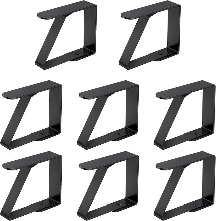 Set van 8 tafelkleedklemmen tafelkleedhouders roestvrij staal tafelklemmen voor dikke tafels tuintafel restaurant familie eettafel zwart 5 x 4 cm