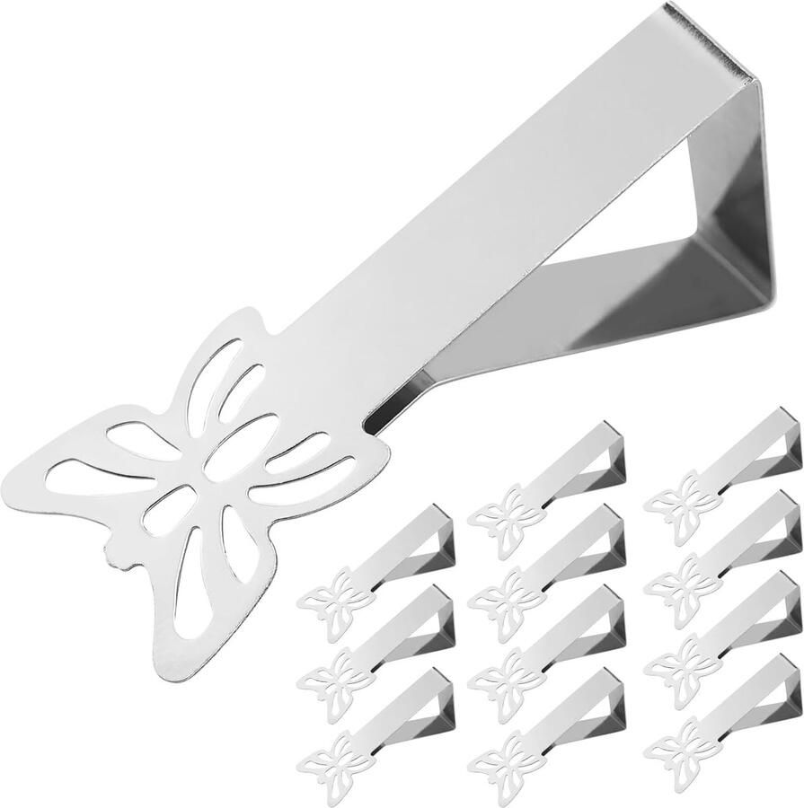 Tafelkleedklemmen Vlindermotieven 12 stuks Zilverkleurig