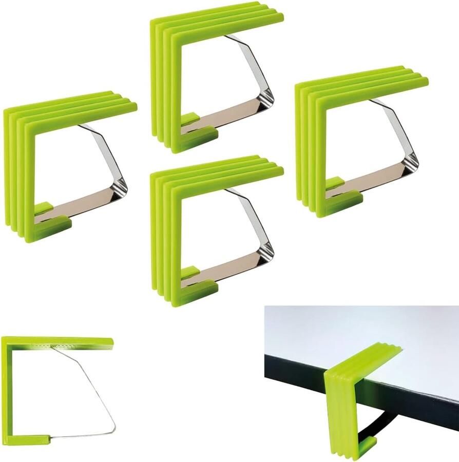 Tafelkleedklemmen Voor buiten en picknicks 4 stuks Groen Staal